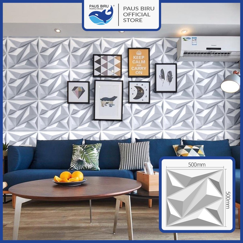 Paus Biru - Wall Panel 3D PVC Wallpanel Wallpaper Dinding 50x50cm Tebal Emboss 32mm A13-137