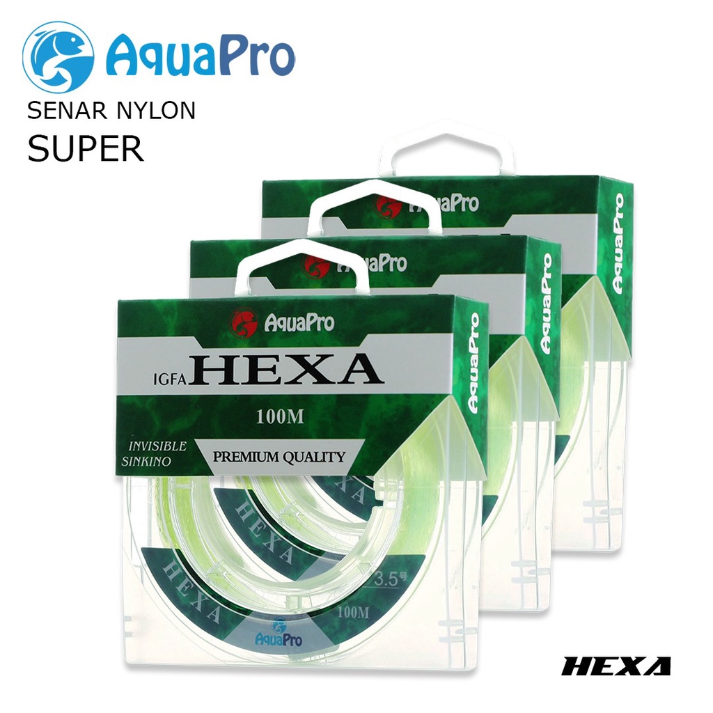 AquaPro Senar Pancing HEXA Nylon 100M Senar Pancing Monofilament Super Line Benang Mancing Sungai Danau Muara Empang Murah