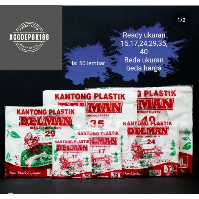 KANTONG KRESEK DELMAN RAMAH LINGKUNGAN UKURAN 24 Cm GO GREEN SAVE OUT PLANET ISI 50 LEMBAR