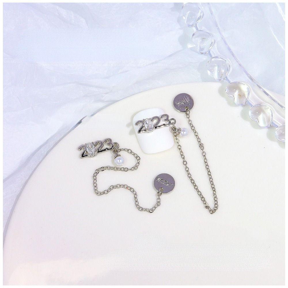 AUGUSTINA Agustina 2023hiasan Kuku Berlian Zirkon Hiasan Kuku Manikur Aksesoris Bagian Kuku 3D Permata Wanita Perhiasan Kuku