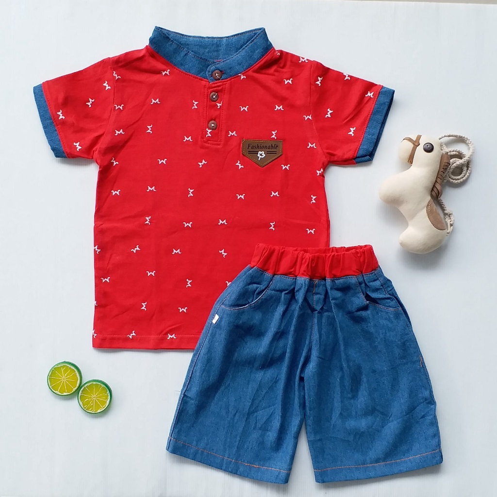 plazababyku SET METRO CANADA EBV Setelan Kemeja Bayi Laki-laki Lengan Pendek