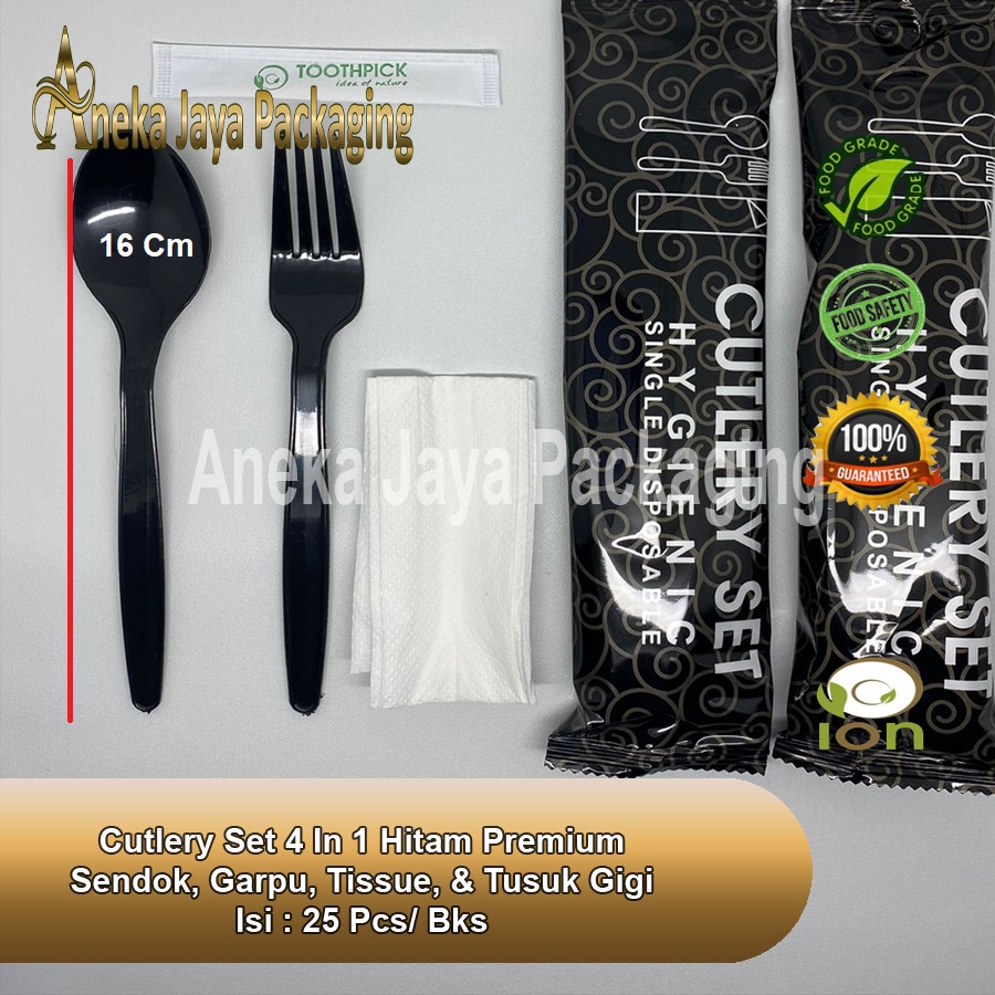 SENDOK GARPU PLASTIK SET TISSUE TUSUK GIGI ISI 100set PREMIUM 4in1 TISU CUTLERY MEDAN GROSIR
