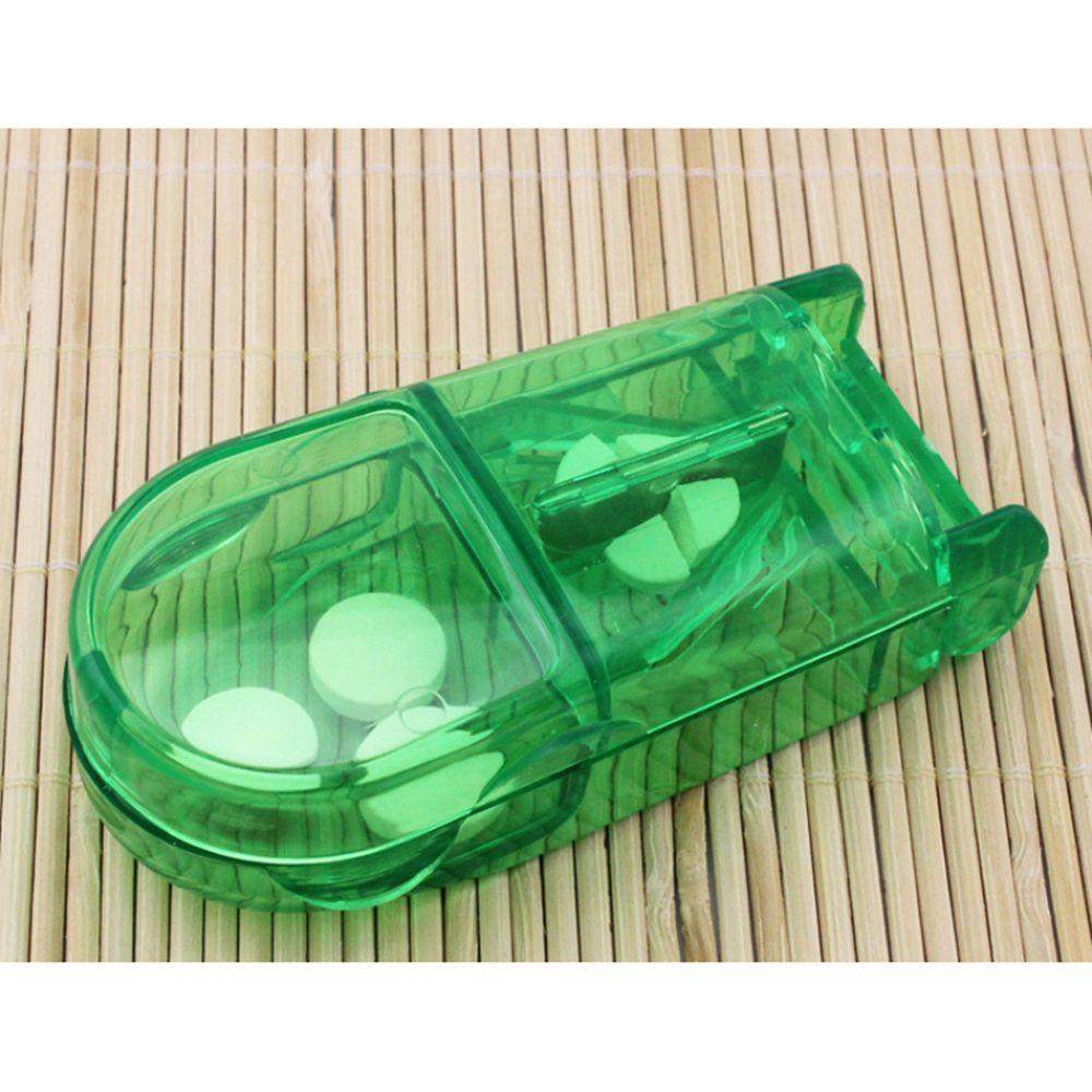 [Elegan] Pill Cutter Splitter Portable 3warna Penyimpanan Pil Rumah Potong Slicer Pill Case Potong Dosis Box Kotak Obat