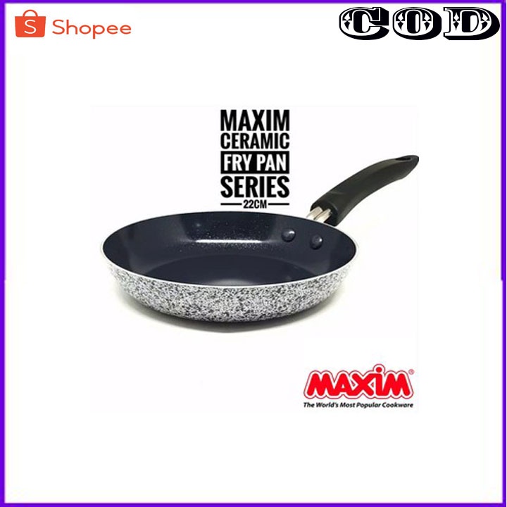 MAXIM CERAMIC WOK 30 CM TUTUP KACA ORI + 22CM FRYPAN BERGARANSI RESMI