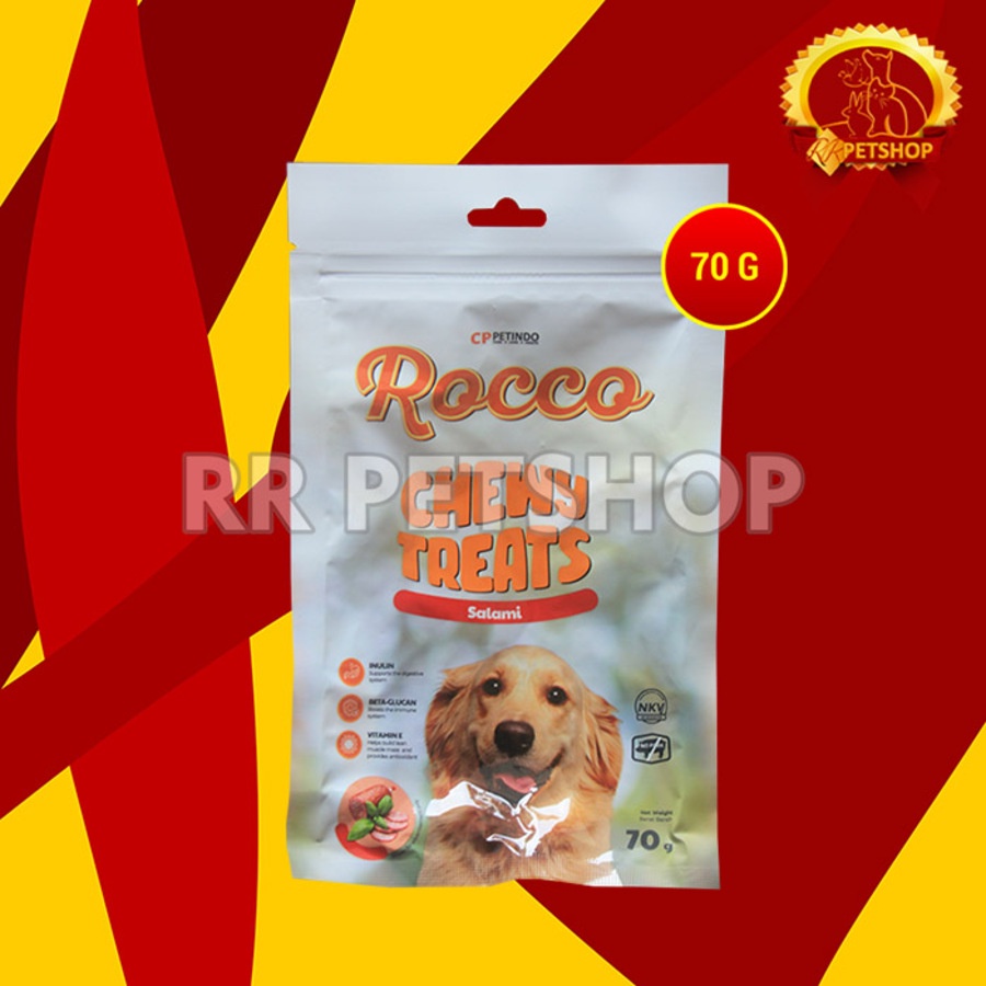 Snack Makanan Anjing Rocco Chew Dog treats Non Meat Jerky Jerhigh 70Gr