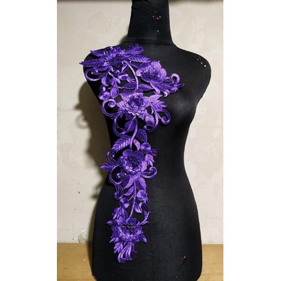 Bordir Bordir Tempel Renda Dada Tasik Nurlela Ungu Lace Patch Embroidery