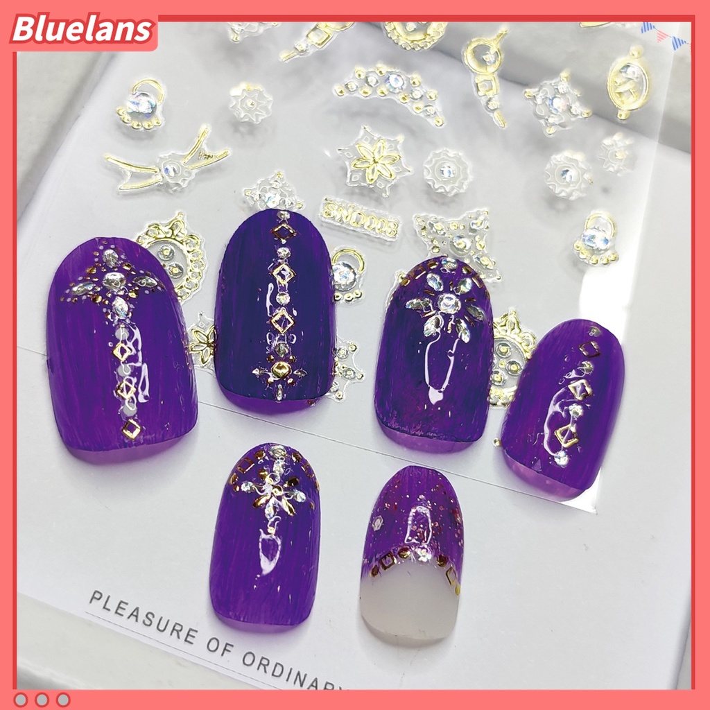 (In Stock) Kacamata Hitam Lensa Warna Warni ♡20pcs / Set Stiker Kuku Motif Bintang Efek Metalik 5D Untuk Manicure