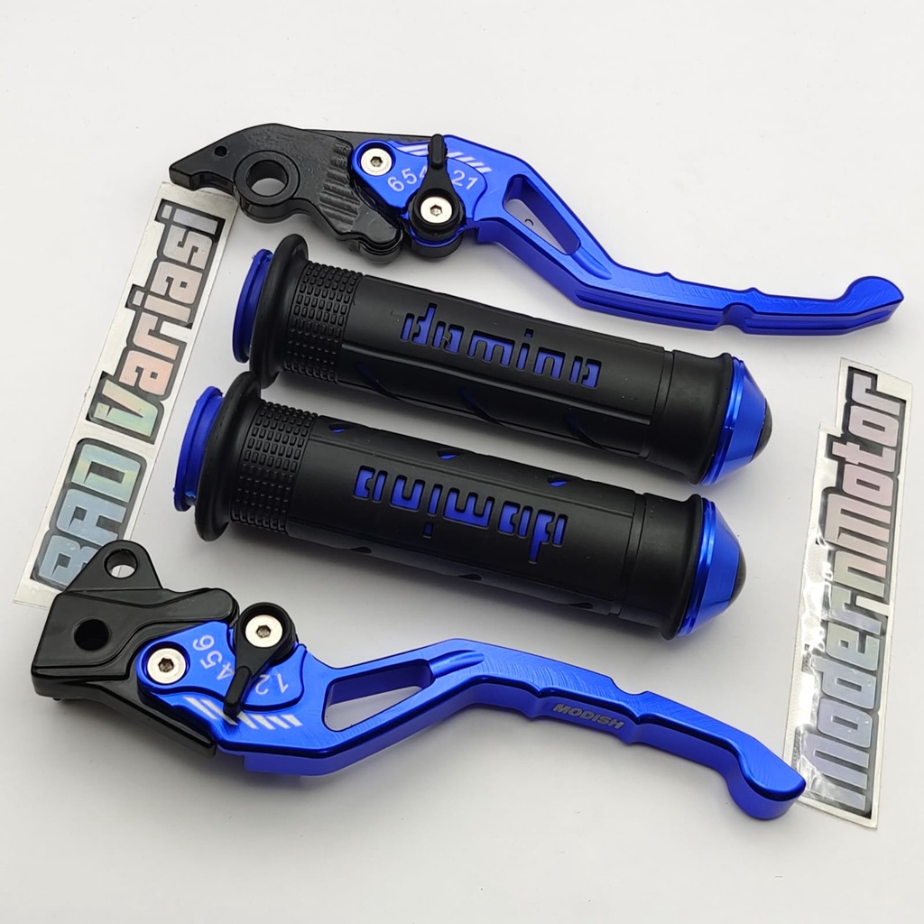 (paket 2in1) Handgrip Domino Jalu cnc + handle rem stelan cnc D-Tracker KLX CRF 150 Ninja 250 Ninja R Ninja RR  DTracker CBR 150 Mx-king Vario 160