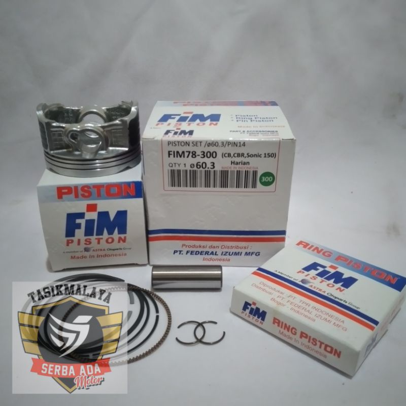 PISTON KIT SEHER KIT FIM 78 CBR150 NEW, SONIC 150 PEN 14 HARIAN