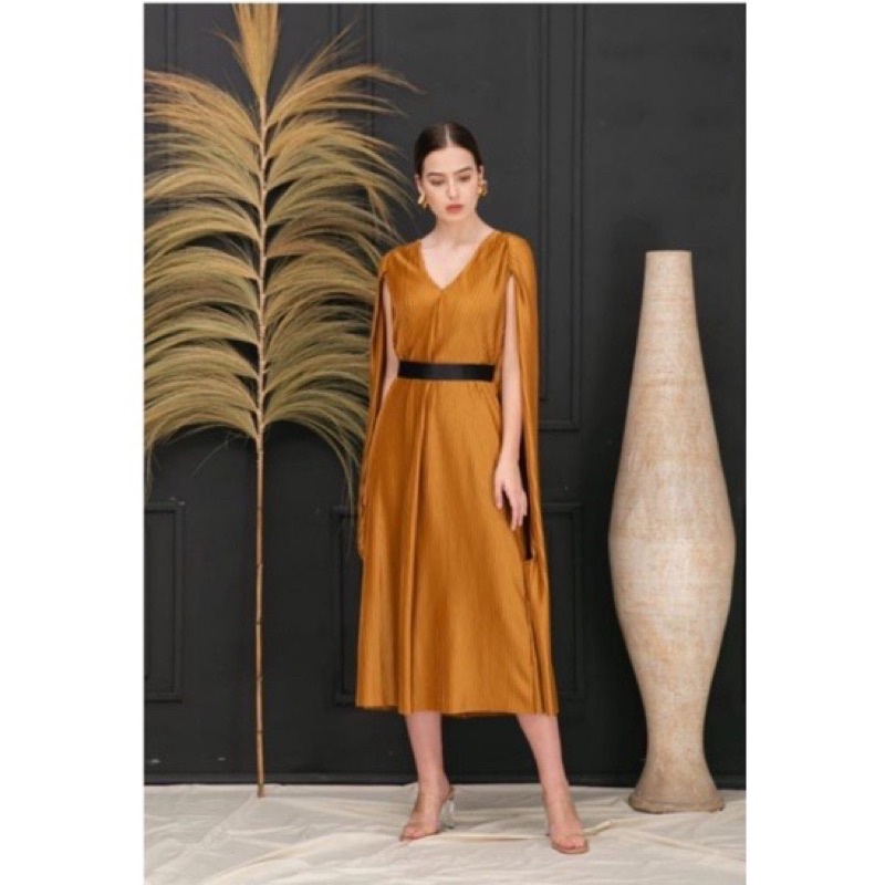 [PRELOVED - NEW] Ciel Giovani Pleated Dress Mustard Size S