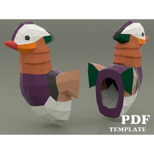 Low Poly Mandarin Duck Papercraft