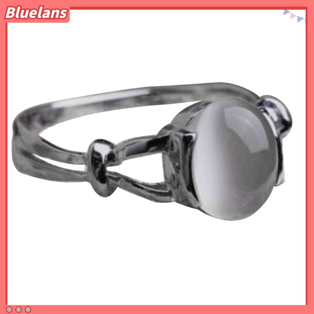 Bluelans Vintage Moonstone Inlaid Finger Ring Women Wedding Jewelry Valentine Day Gift