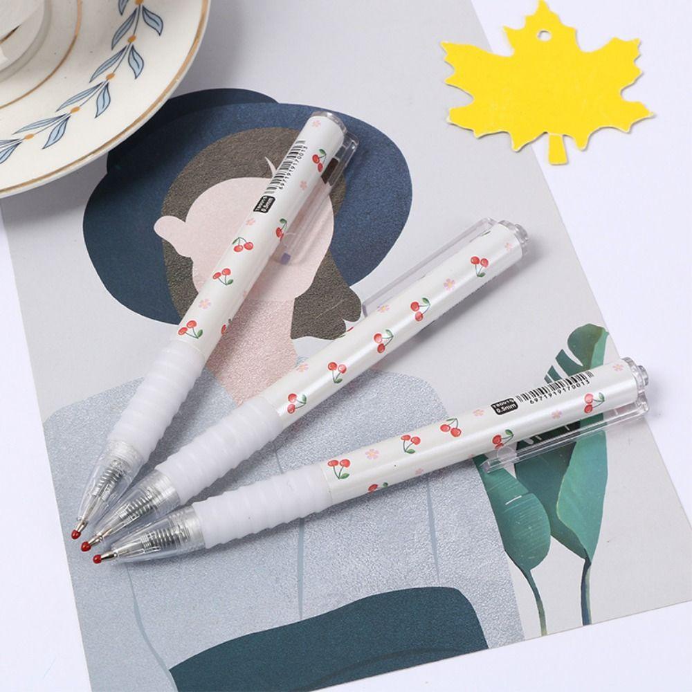 R-flower 6PCS/Set Gel Pulpen Mutil-styles Cherry Pattern Alat Tulis Signature Pen