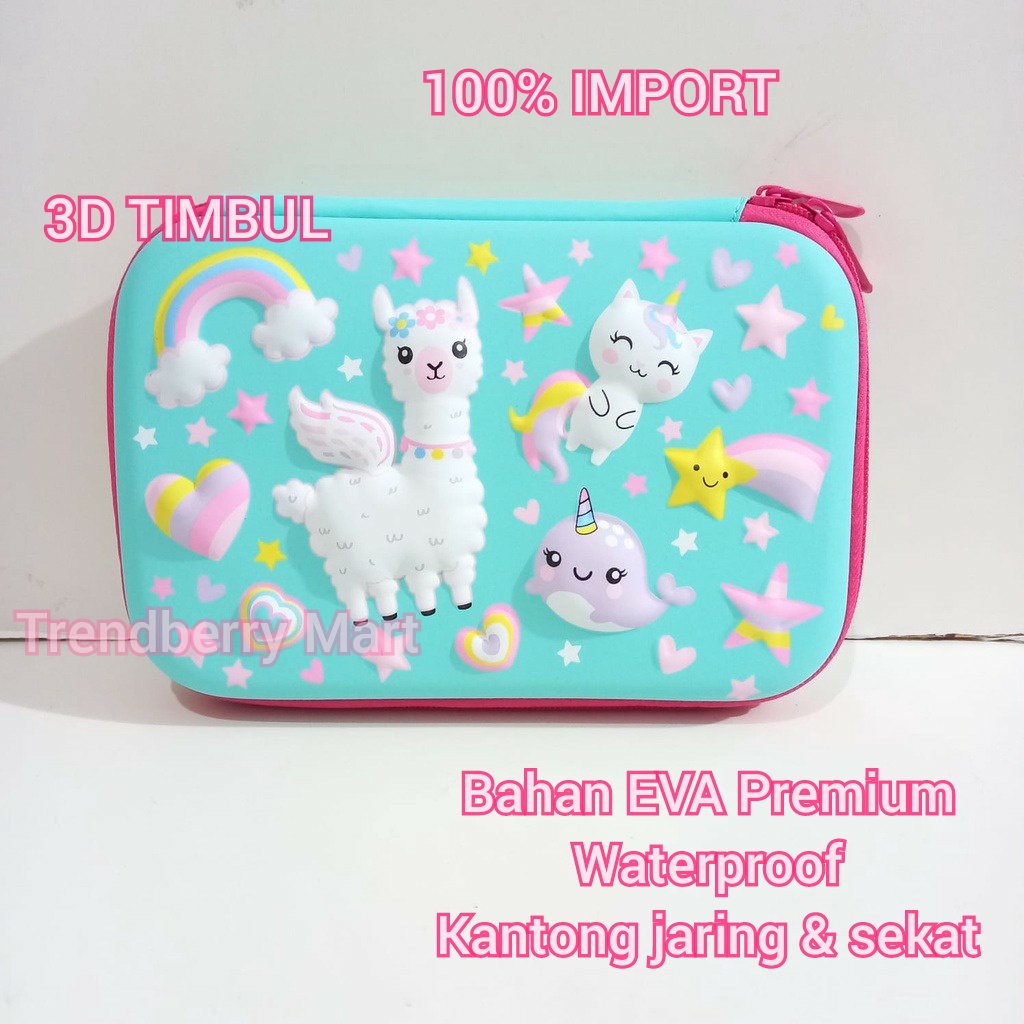 Tempat Pensil 3D Timbul Karakter Motif Ilama Tosca Kotak pensil Alpaca Unicorn  Lucu Kado ultah anak cewe Hadiah anak Perempuan