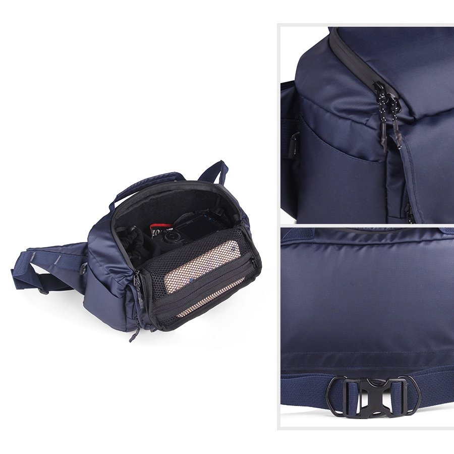 ZOOM 2 PRO NAVY ORIGINAL x ATVA Tas Kamera Selempang Biru Dongker Pria Wanita Unisex Slingbag Lensa DSLR Mirrorless Sling Bag Camera Multifungsi Casual Camera Shoulder Bag Premium Waterproof Shoulderbag Tas Kamera Slempang Bahu Anti Air Keren Branded