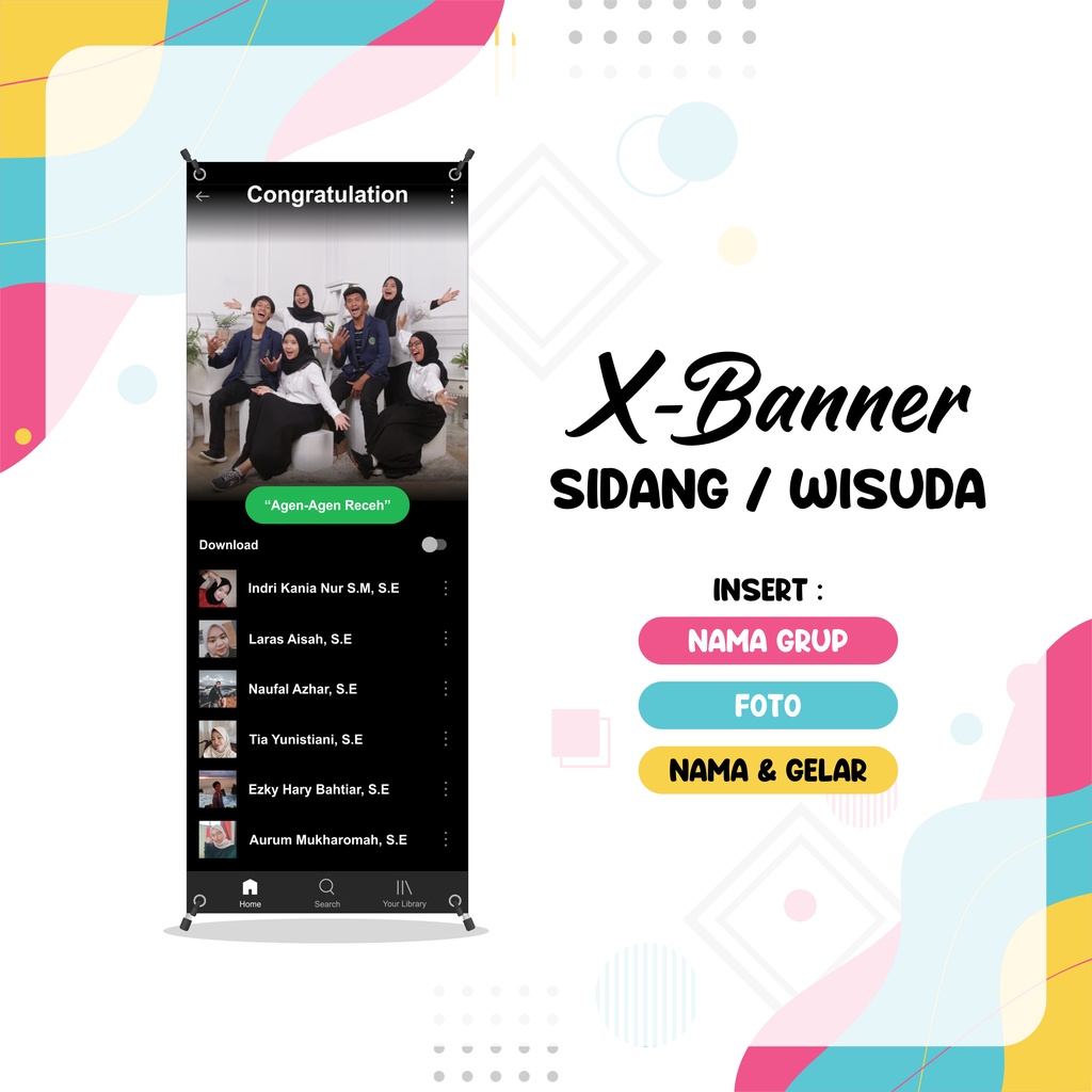 X - Banner Sidang, X - Banner Wisuda, Spanduk Sidang / Wisuda + Tiang, Termurah Viral