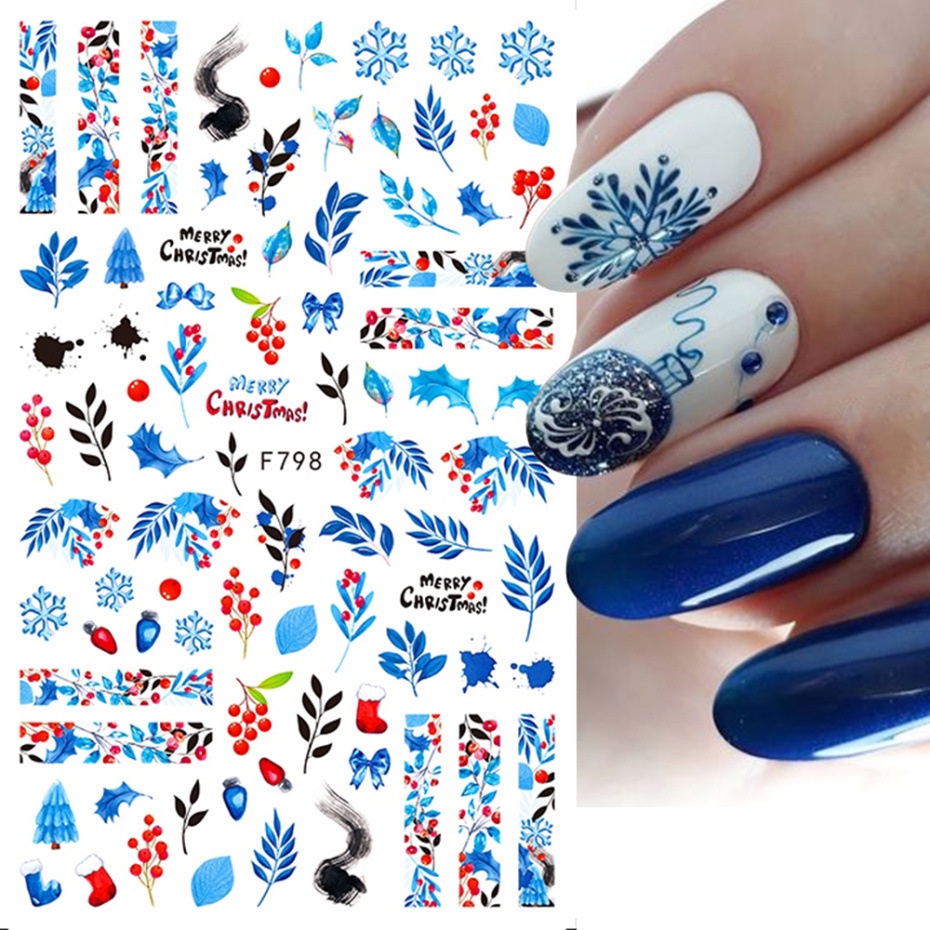 1 Pc Stiker Kuku 3D Motif Natal Untuk Dekorasi Nail Art