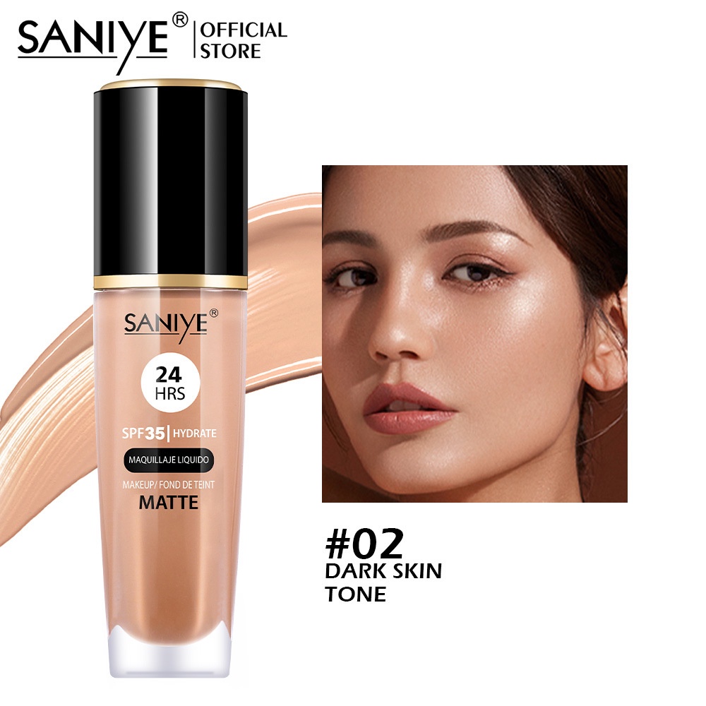 [ 100% ORIGINAL &amp; READY ]BPOM SANIYE R6012 MATTE LIQUID FOUNDATION 24 HOURS LONG - LASTING SPF 35 4 COLORS MATTE