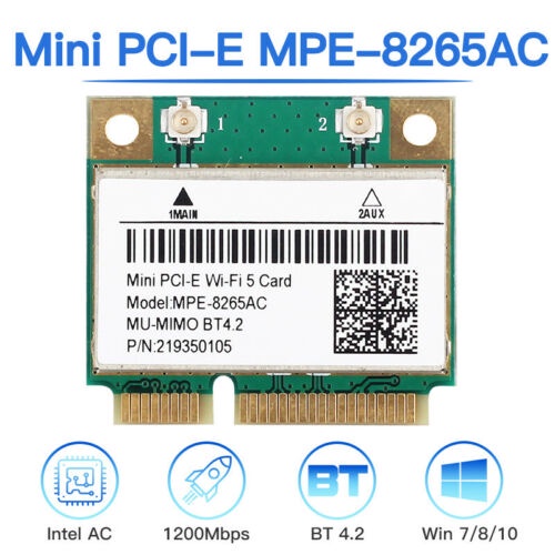 Wifi 5 Card Wireless Intel AC Bluetooth 4.2 HALF MINI PCIE 8265 5.8Ghz 2.4Ghz 5G 5Ghz 2Ghz
