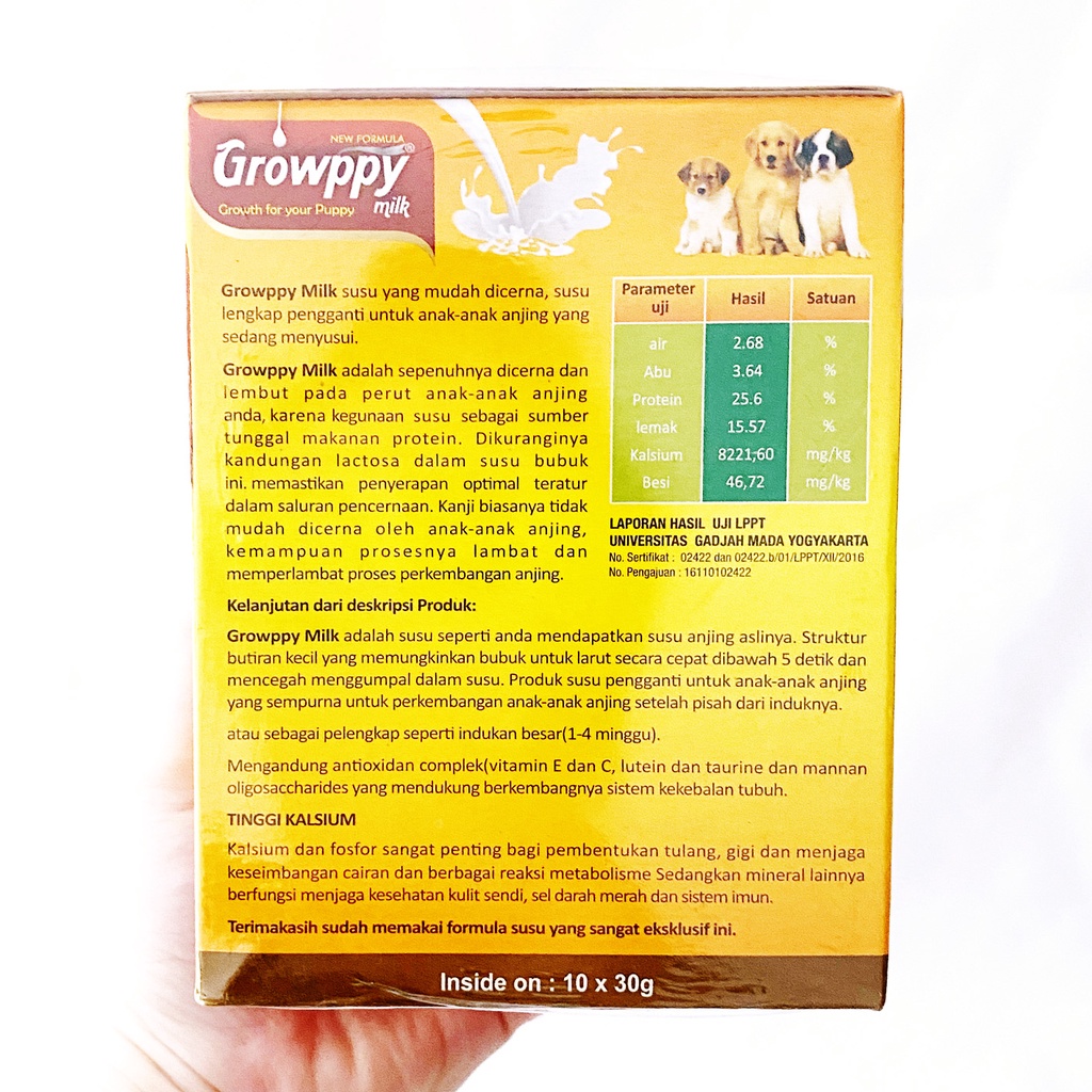 Growppy Milk Replacer Puppy 30 gr 1 pack 10 pcs - Susu Anak Anjing Dog Puppy