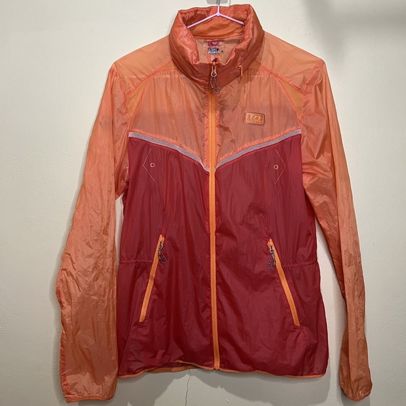 Thrift Jaket Running Merk K2 2 Warna Orens & Merah Bata / Preloved / Second murah meriah