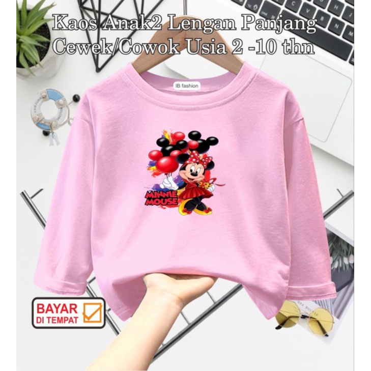 ((IB))KAOS ANAK PEREMPUAN PANJANG/MINNIE BALON DIGITAL SABLON