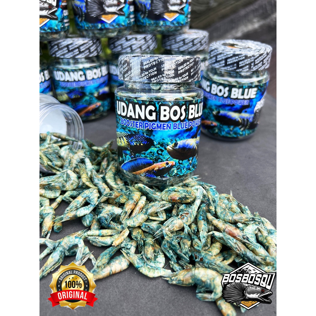 UDANG KERING BLUE (BIRU) @BOS BOS QU GRADE A+ FREE STIKER (30 GRAM)