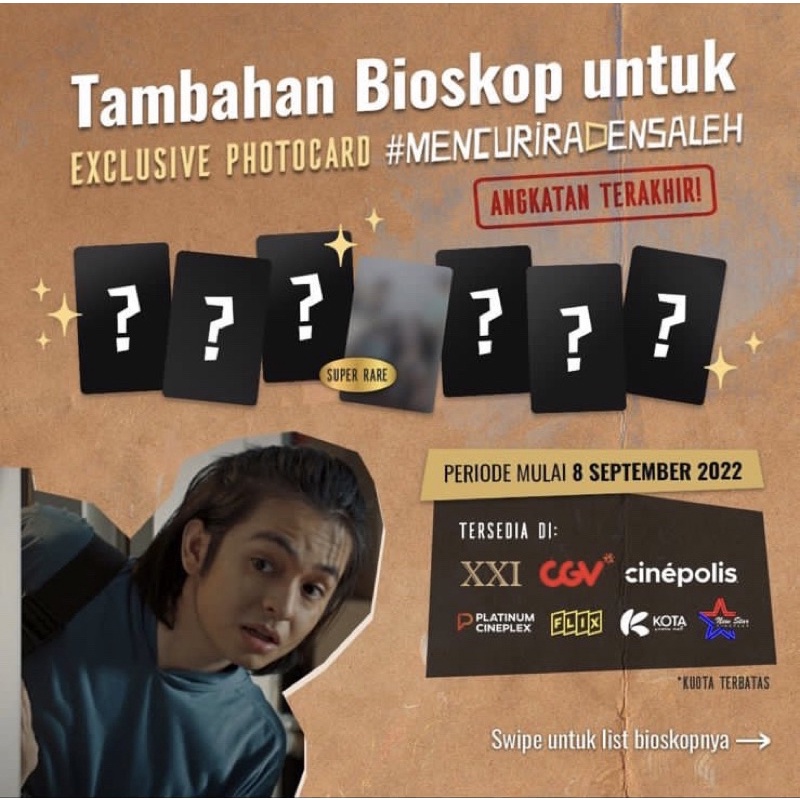 Photocard BOOKED Super Rare Mencuri Raden Saleh all tim Ucup piko Tuktuk sarah gofar fella ORIGINAL 