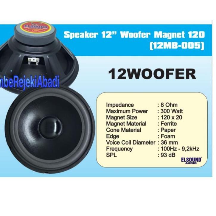 *TERLARIS* SPEAKER ELSOUND WOOFER 12 INCH 12 MB 300 WATT HITAM Terbaik