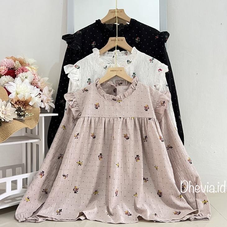 Rekomendasi MEUDY BLOUSE RUFFLE FLOWERS KOREAN LOOK By.DHEVIA ID