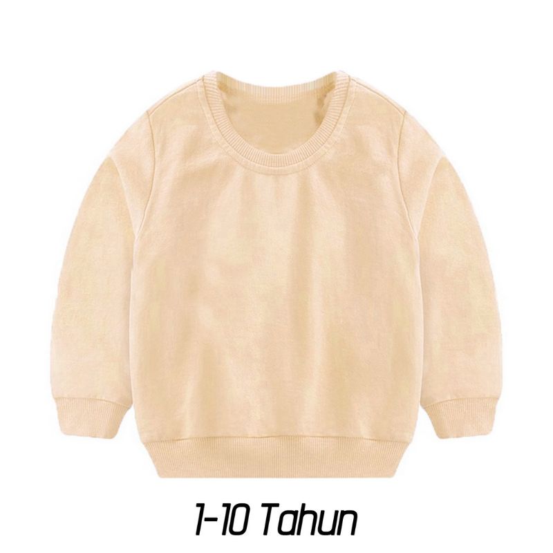 Sweater Crewneck Anak Polos UNISEX Pria-Wanita Umur 1-10tahun