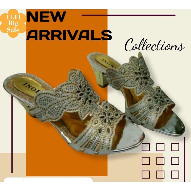 SENDAL PESTA WEDDING SHOES WANITA BRUKAT HAK 5CM