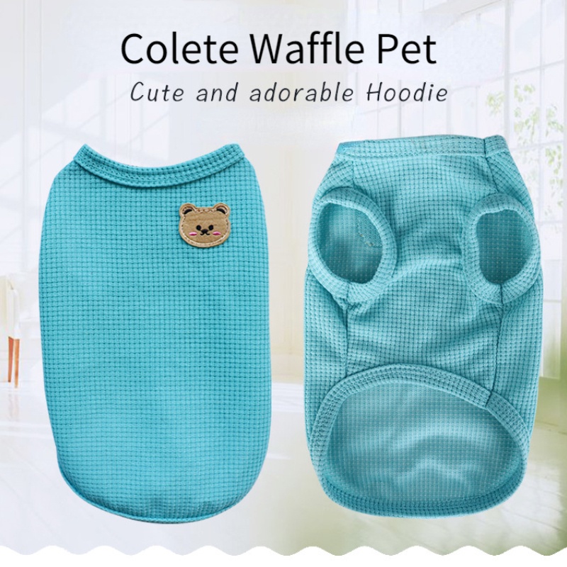 Waffle Bear Dog Pakaian Untuk Shih Tzu Laki-Laki Dan Perempuan Bernapas Puppy Rompi Kucing Tipis Tshirt Musim Panas Pakaian Hewan Peliharaan