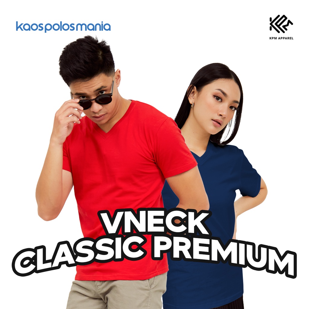 Kaos Polos Lengan Pendek KPM Apparel Classic Premium Vneck Size Dewasa Cotton Combed 20s Bahan Nyama