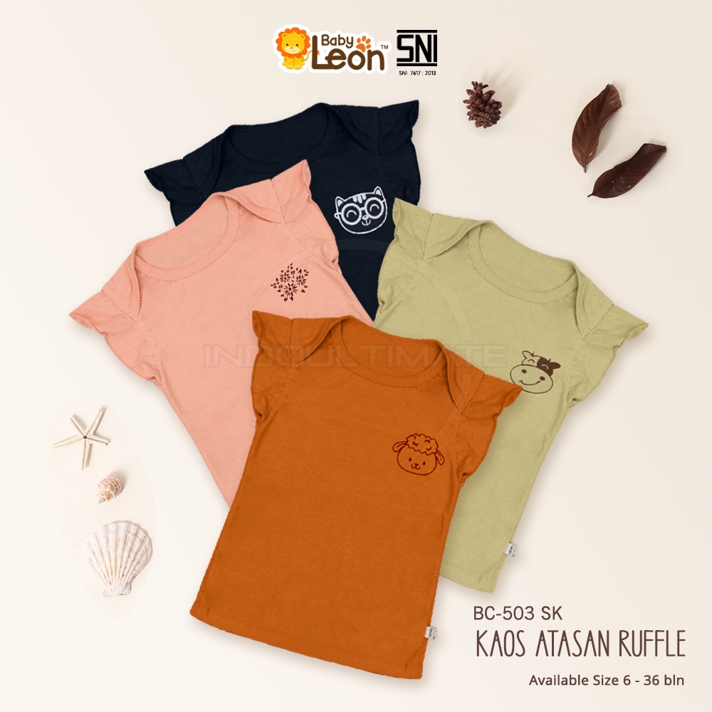 BABY LEON 1Pcs Atasan BC-503SK Baju Bayi Cotton Model Ruffle BABY LEON Baju Bayi Rample Baju Bayi Perempuan Baju Bayi Cewek Pakaian Anak Bayi Perempuan Baju Harian Bayi