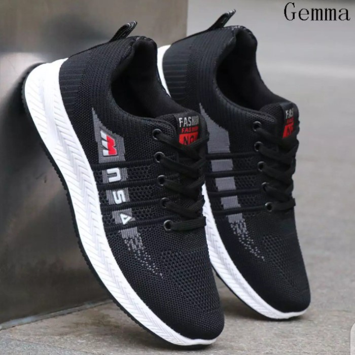 Sepatu Sneakers Pria Casual Musa / Sepatu Sekolah Hitam / Sepatu fashion COD