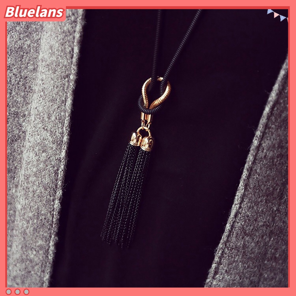 Bluelans Kalung Rantai Panjang Model Rumbai Untuk Wanita