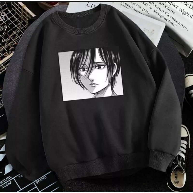 SWEATER CREWNECK FACE ANIME//LENGAN PANJANG//JACKET