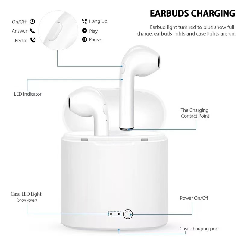 Wireless StereoHeadset Bluetooth I7S TWS Versi 5.0 Sport True Wireless Earphone i7S Handsfree i7s twsheavy bass
