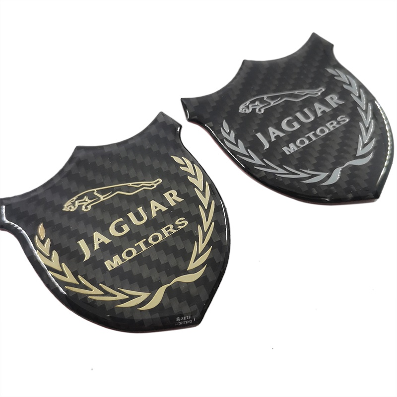 1pc Stiker Emblem Logo JAGUAR MOTORS Bahan Karbon Fiber Kualitas Tinggi Untuk Dekorasi Mobil JAGUAR