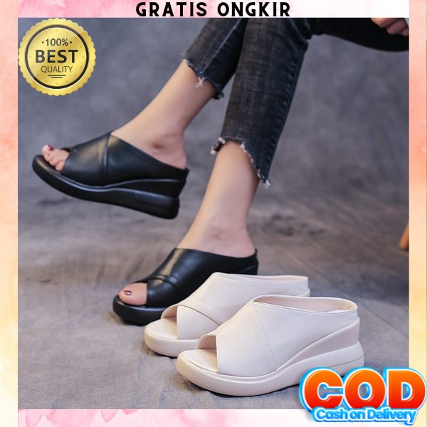 Wedges Wanita Terbaru Sendal Wedges Kondangan Ibu Ibu Wedges Perempuan Dewasa Sendal Weges Import Se