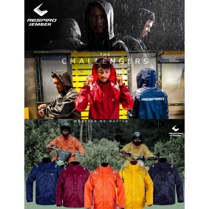 [BISA COD] RESPIRO JAS HUJAN THE CHALLENGER RAIN SUIT NAVY