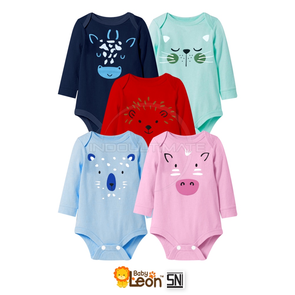 Jumpsuit Bayi Jumper Bayi BABY LEON Seri Animal Face Laki Laki Perempuan Lengan Panjang Lengan Pendek Lengan Kutung COTTON Jumpsuit Baby Bodysuit Baju Bayi baru Lahir Perlengkapan Bayi Baru Lahir BC-023SK BC-024SK BC-025SK