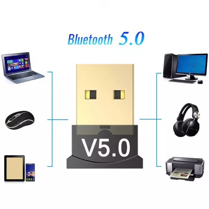 USB Bluetooth V5.0 Adapter Transmitter Receiver Dongle CSR For Laptop PC Dual Mode