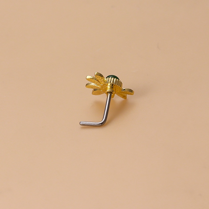 1pc Anting Tindik Hidung Bentuk L 20 Gage Bahan Tembaga Hias Zircon
