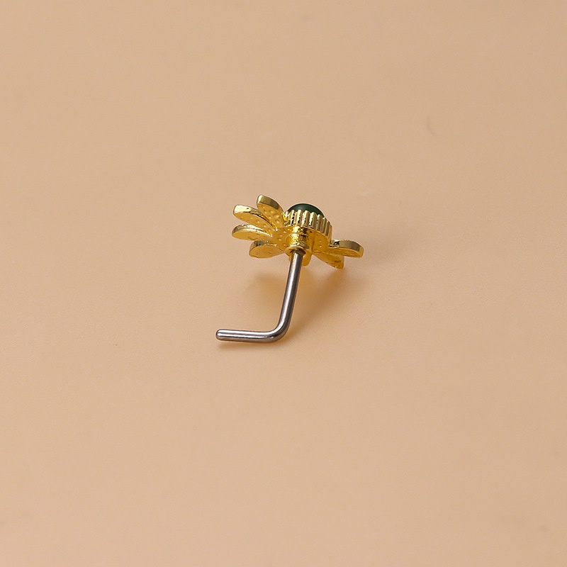 1pc Anting Tindik Hidung Bentuk L 20 Gage Bahan Tembaga Hias Zircon