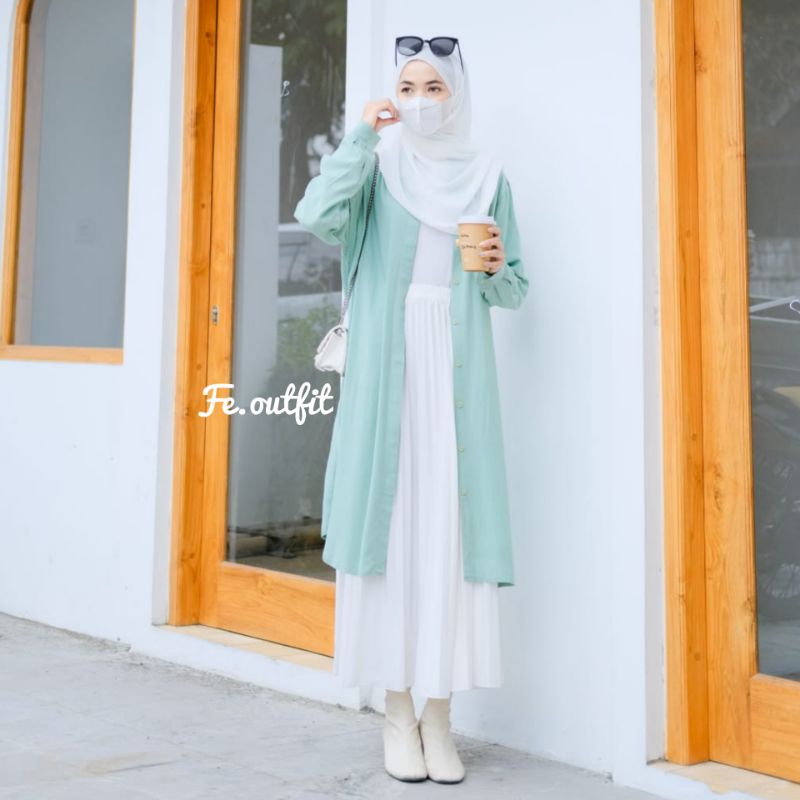 Nayla Tunic Rayon Crinkle Premium | Long Tunik Wanita Premium Simpel Elegan - Feoutfit