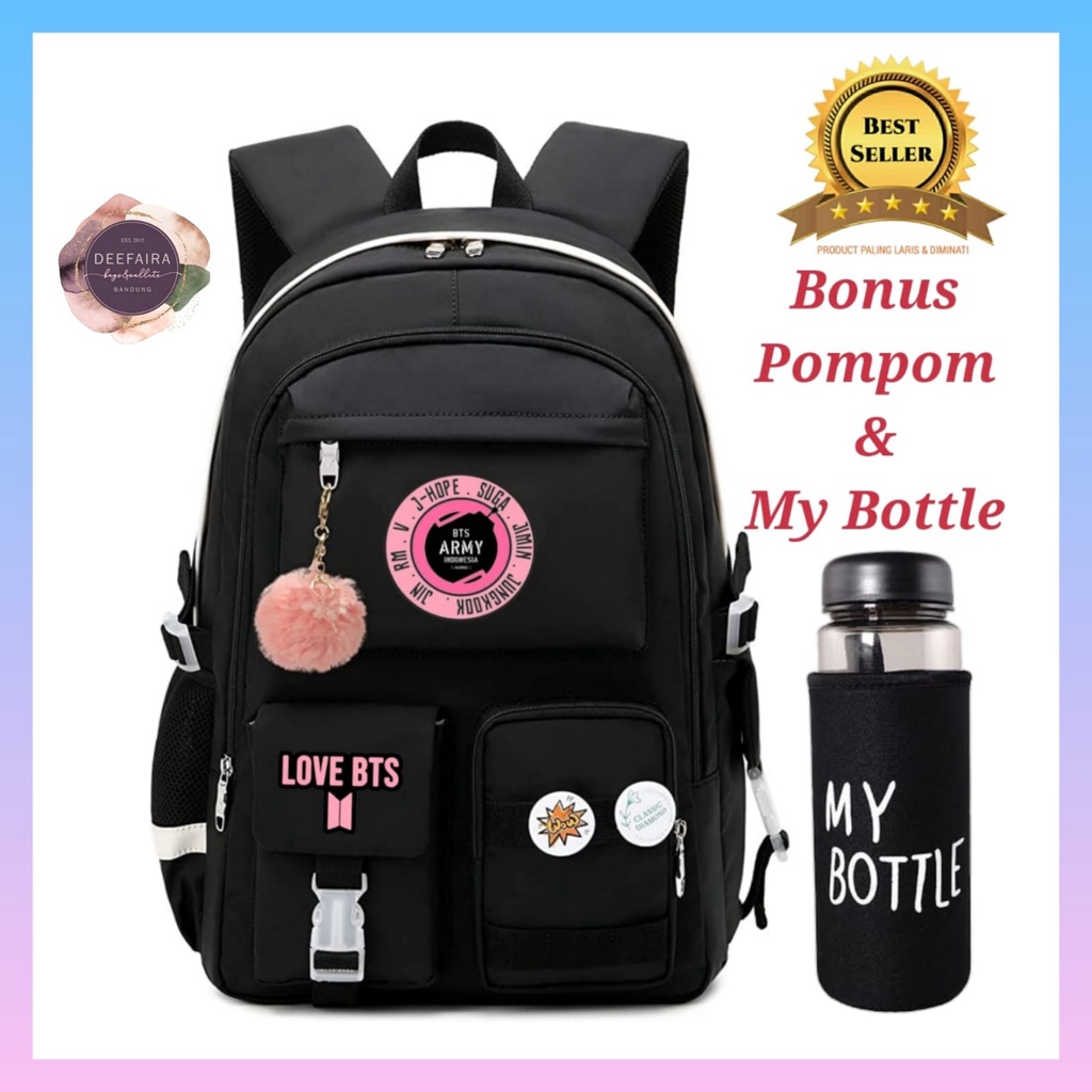 Tas Ransel Perempuan Untuk Sekolah Sd Smp Sma L0v3 B3t3s CX1 Free Gantungan Dan My B0ttl3 Lucu