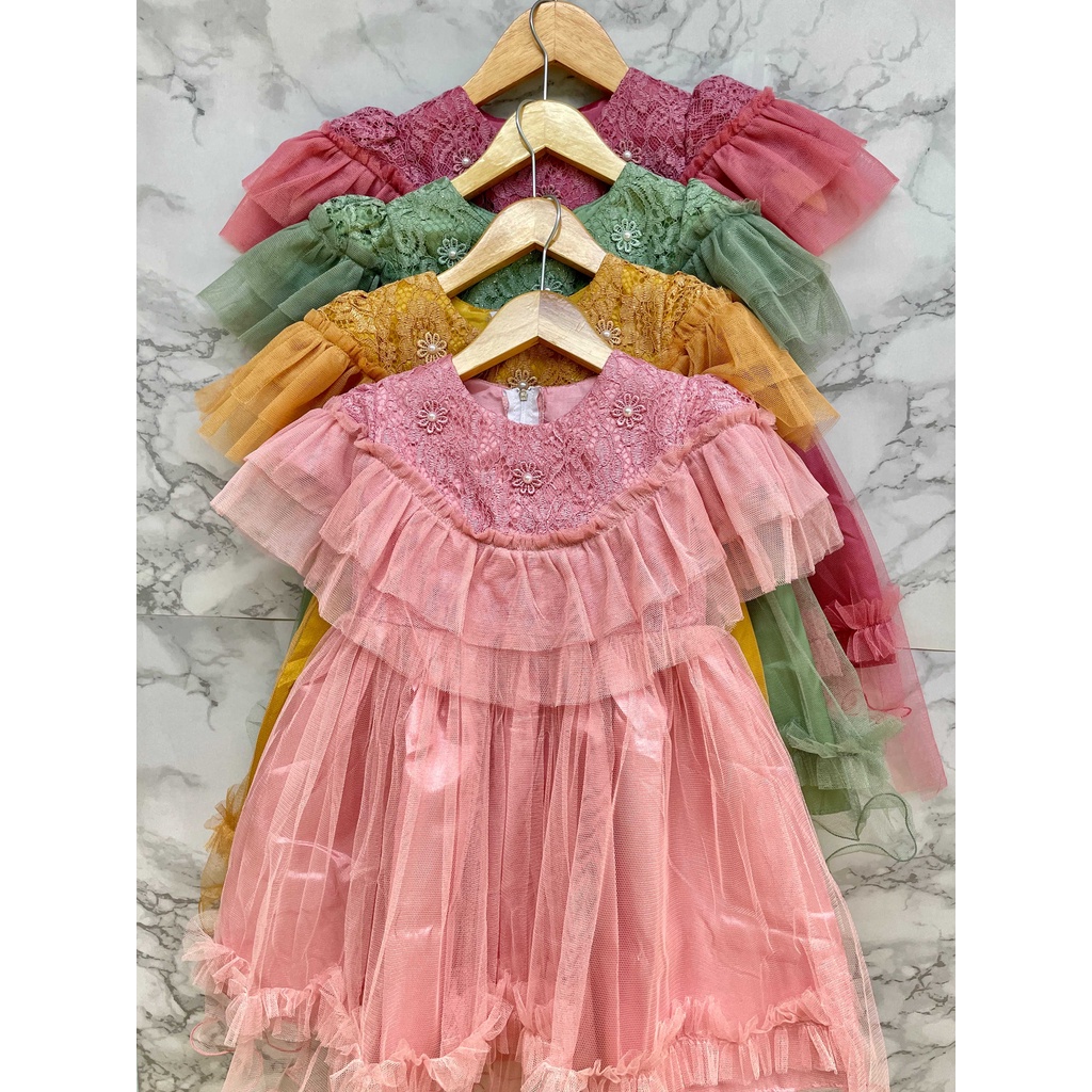 Dress Brokat Anak Perempuan Brocade corneli mix tutu - Dress Ulang Tahun - Dress Pesta - Dress Kondangan - Dress Anak 003