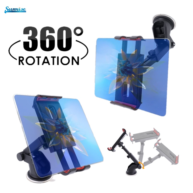 1 Pc 360 Derajat° Stand Holder Hp / Tablet Lengan Panjang Bisa Dilipat Dengan Kop Kaca Untuk Dashboard Mobil